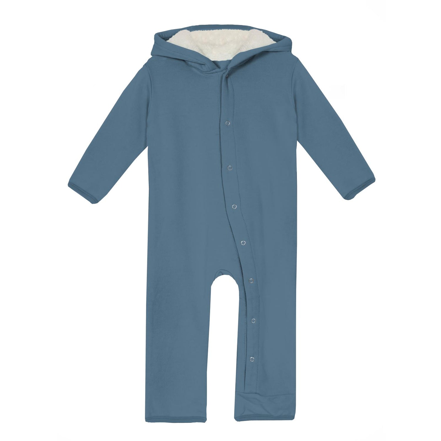 Fleece Coverall with Sherpa-Lined Hood and Ears in Parisian Blue